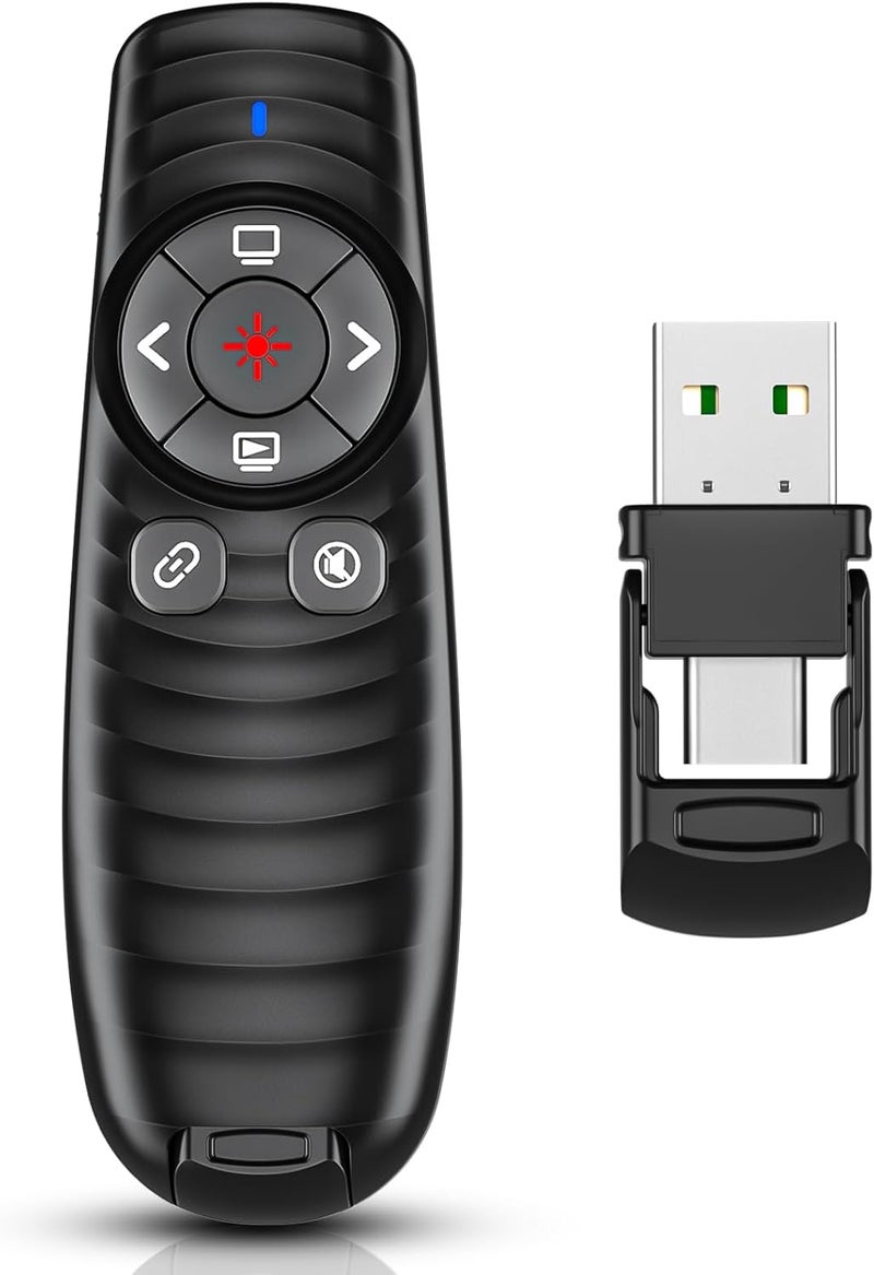 DBEPANK 2-in-1 USB TYPE-C Presentation Clicker wireless Presenter Remote Clicker, Powerpoint Clicker Slide Advancer, Clicker for Powerpoint Presentations with Volume Control, Presentation Clicker for Computer - Image 1